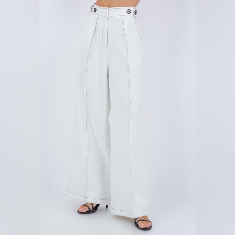 Wide-Leg High-Waist Trousers - White